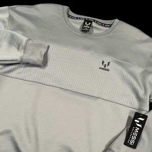 Messi Collection Sweatshirt Mens Large Gray Logo Dazzle Crewneck Pullover NEW